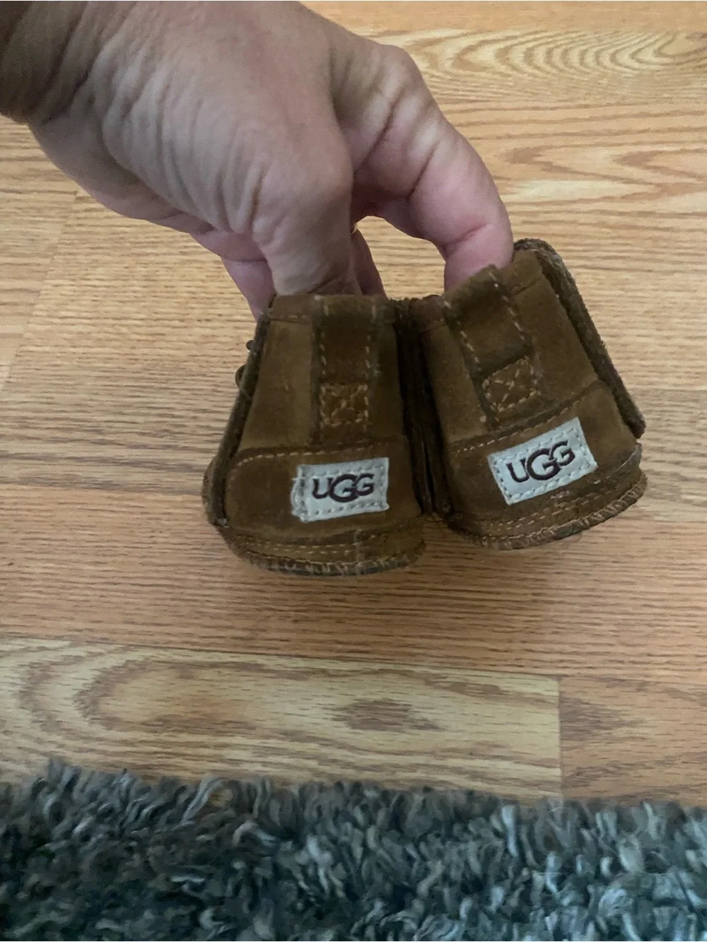 UGG Brown Suede Toddler Boots with Shearling Lining